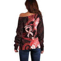 Heart Health Awareness Off Shoulder Sweater Warrior Wears Red Polynesian Style LT05 - Polynesian Pride