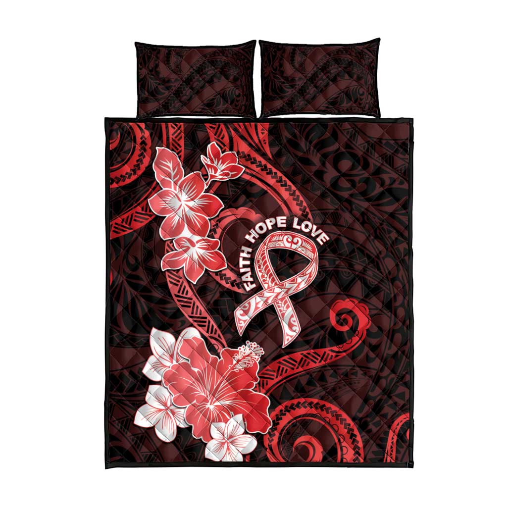 Heart Health Awareness Quilt Bed Set Warrior Wears Red Polynesian Style LT05 - Polynesian Pride