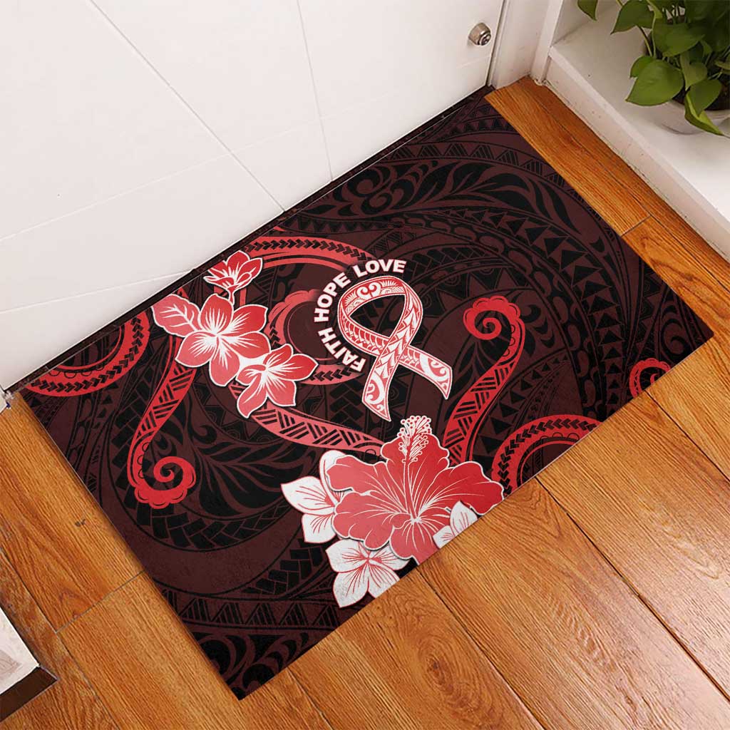 Heart Health Awareness Rubber Doormat Warrior Wears Red Polynesian Style LT05 - Polynesian Pride
