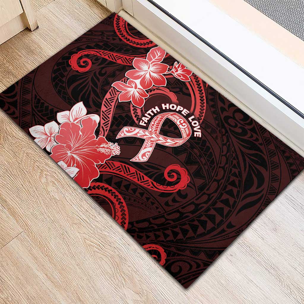 Heart Health Awareness Rubber Doormat Warrior Wears Red Polynesian Style LT05 - Polynesian Pride