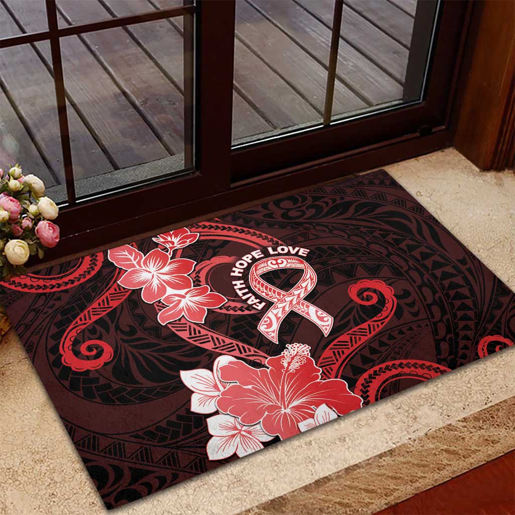 Heart Health Awareness Rubber Doormat Warrior Wears Red Polynesian Style LT05 - Polynesian Pride