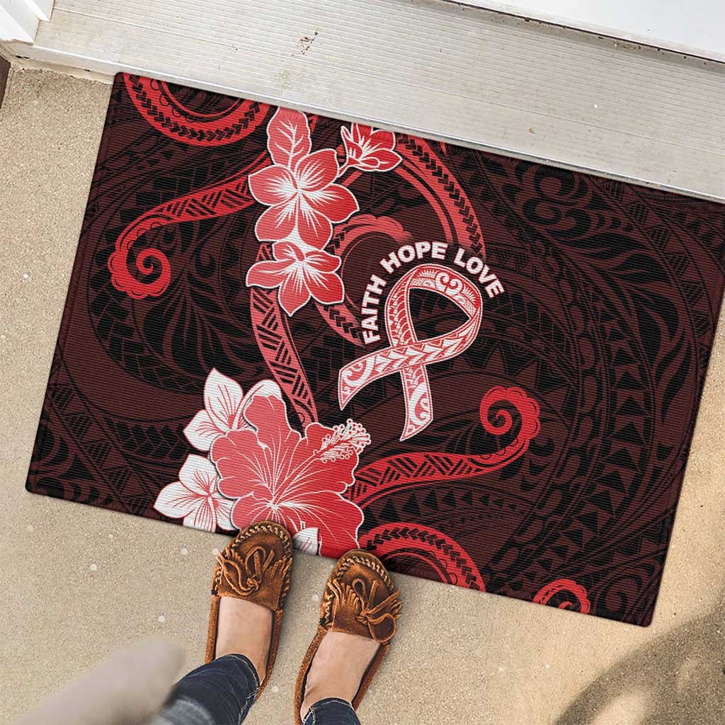 Heart Health Awareness Rubber Doormat Warrior Wears Red Polynesian Style LT05 - Polynesian Pride
