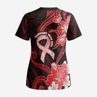 Heart Health Awareness Scrub Top Warrior Wears Red Polynesian Style LT05 - Polynesian Pride