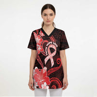 Heart Health Awareness Scrub Top Warrior Wears Red Polynesian Style LT05 - Polynesian Pride