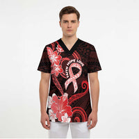 Heart Health Awareness Scrub Top Warrior Wears Red Polynesian Style LT05 - Polynesian Pride
