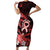 Heart Health Awareness Short Sleeve Bodycon Dress Warrior Wears Red Polynesian Style