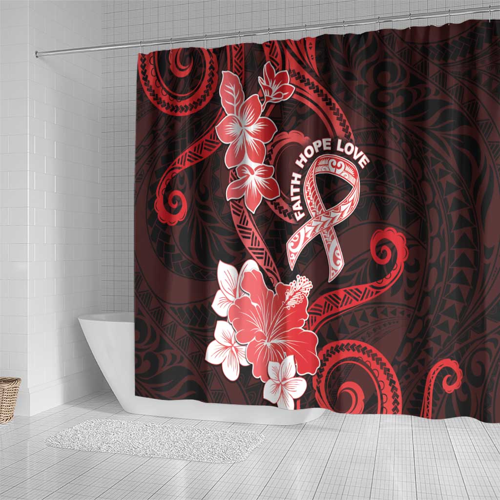 Heart Health Awareness Shower Curtain Warrior Wears Red Polynesian Style LT05 - Polynesian Pride
