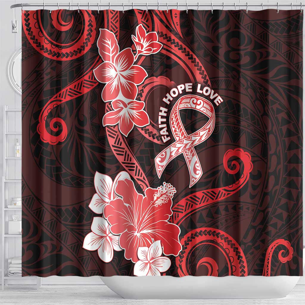 Heart Health Awareness Shower Curtain Warrior Wears Red Polynesian Style LT05 - Polynesian Pride