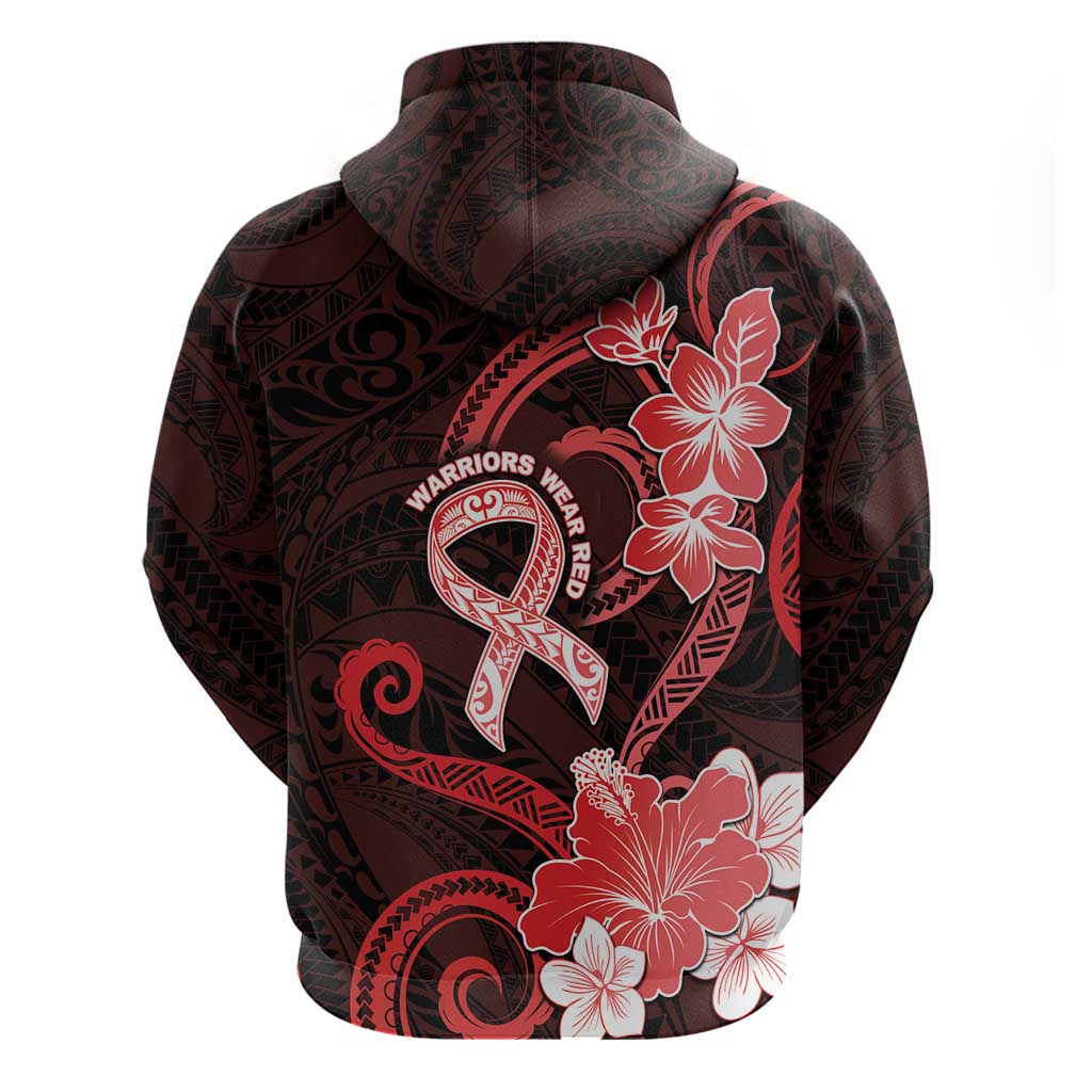 Heart Health Awareness Zip Hoodie Warrior Wears Red Polynesian Style LT05 - Polynesian Pride