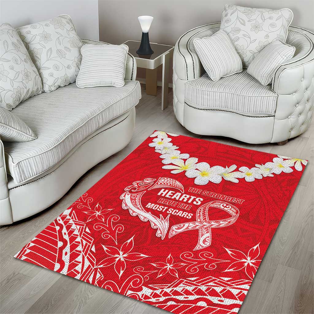 Heart Health Awareness Area Rug Polynesian Red Ribbon LT05 - Polynesian Pride