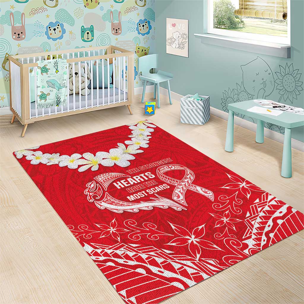 Heart Health Awareness Area Rug Polynesian Red Ribbon LT05 - Polynesian Pride