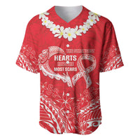 Heart Health Awareness Baseball Jersey Polynesian Red Ribbon LT05 Red - Polynesian Pride