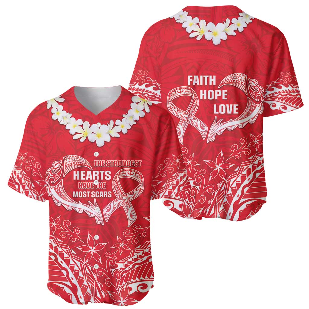 Heart Health Awareness Baseball Jersey Polynesian Red Ribbon LT05 - Polynesian Pride