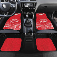 Heart Health Awareness Car Mats Polynesian Red Ribbon LT05 Set 4pcs Red - Polynesian Pride