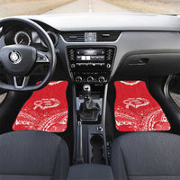 Heart Health Awareness Car Mats Polynesian Red Ribbon LT05 Set 2pcs - Front Red - Polynesian Pride