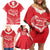 Heart Health Awareness Family Matching Off Shoulder Short Dress and Hawaiian Shirt Polynesian Red Ribbon