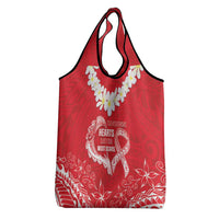 Heart Health Awareness Grocery Bag Polynesian Red Ribbon LT05 - Polynesian Pride
