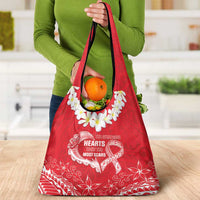 Heart Health Awareness Grocery Bag Polynesian Red Ribbon LT05 - Polynesian Pride