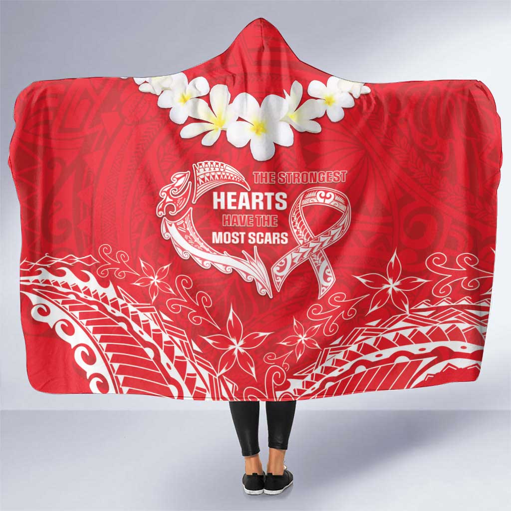 Heart Health Awareness Hooded Blanket Polynesian Red Ribbon LT05 One Size Red - Polynesian Pride