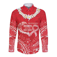 Heart Health Awareness Long Sleeve Button Shirt Polynesian Red Ribbon LT05 Unisex Red - Polynesian Pride