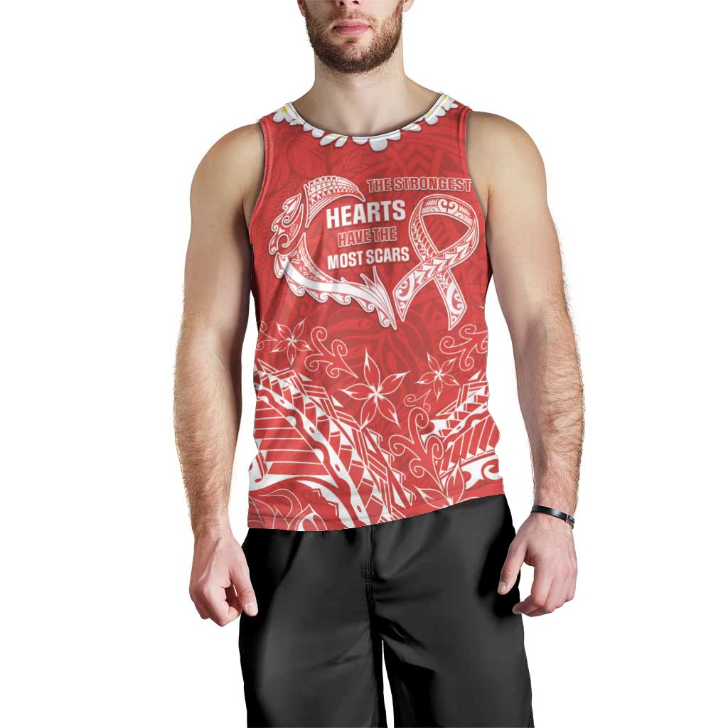 Heart Health Awareness Men Tank Top Polynesian Red Ribbon LT05 - Polynesian Pride