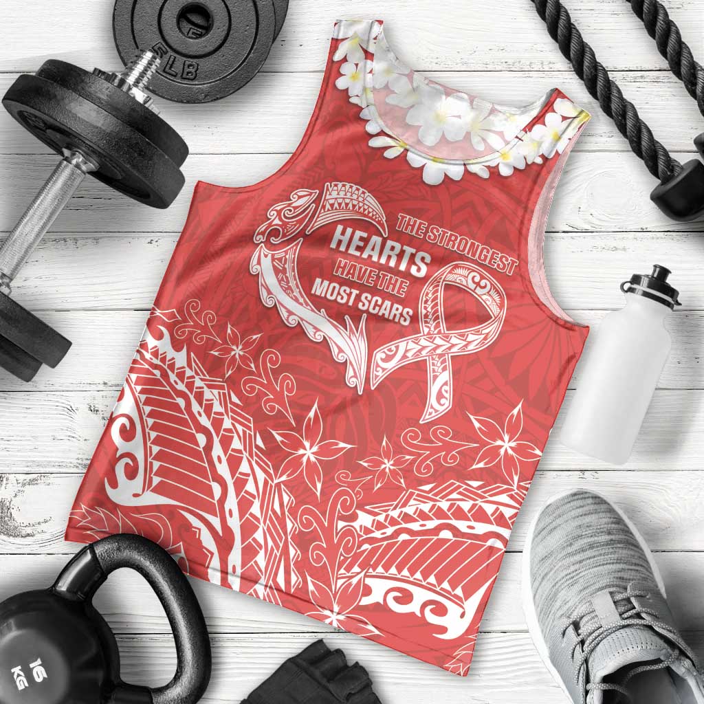 Heart Health Awareness Men Tank Top Polynesian Red Ribbon LT05 - Polynesian Pride