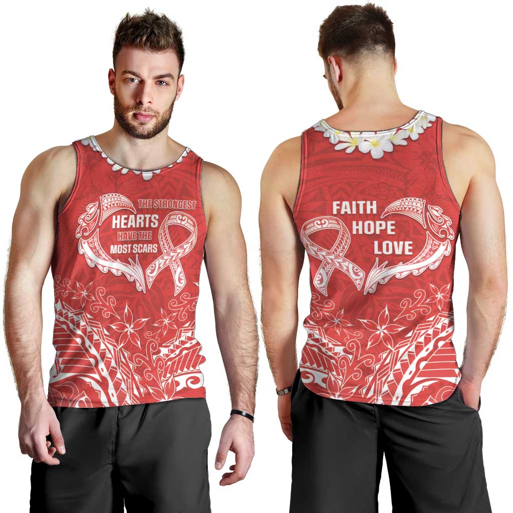 Heart Health Awareness Men Tank Top Polynesian Red Ribbon LT05 - Polynesian Pride