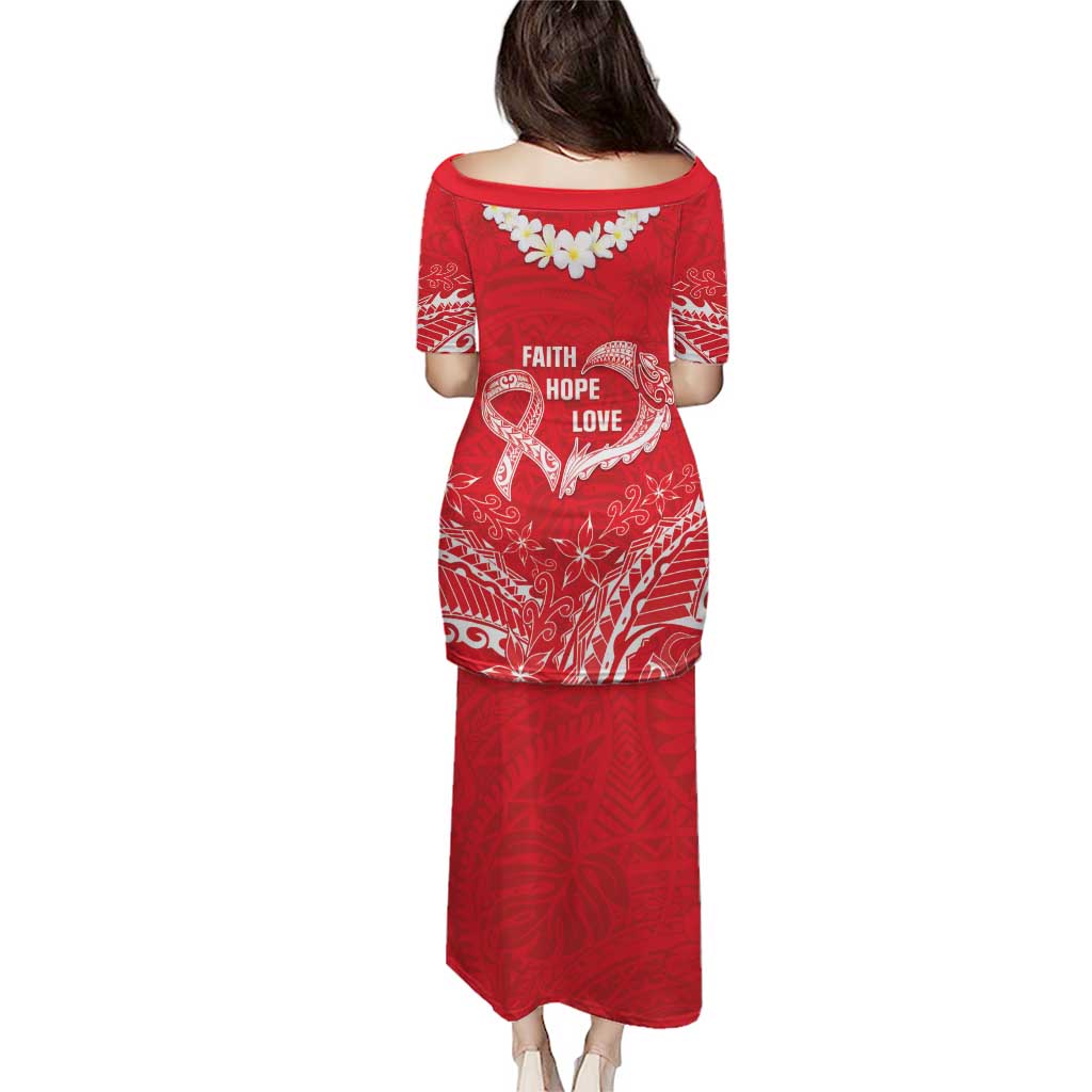 Heart Health Awareness Puletasi Polynesian Red Ribbon LT05 - Polynesian Pride