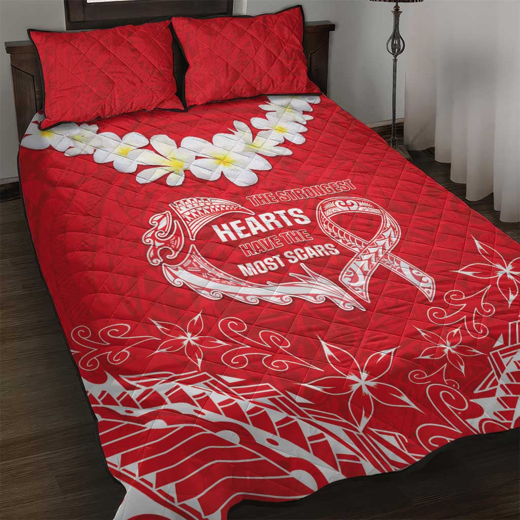 Heart Health Awareness Quilt Bed Set Polynesian Red Ribbon LT05 Red - Polynesian Pride