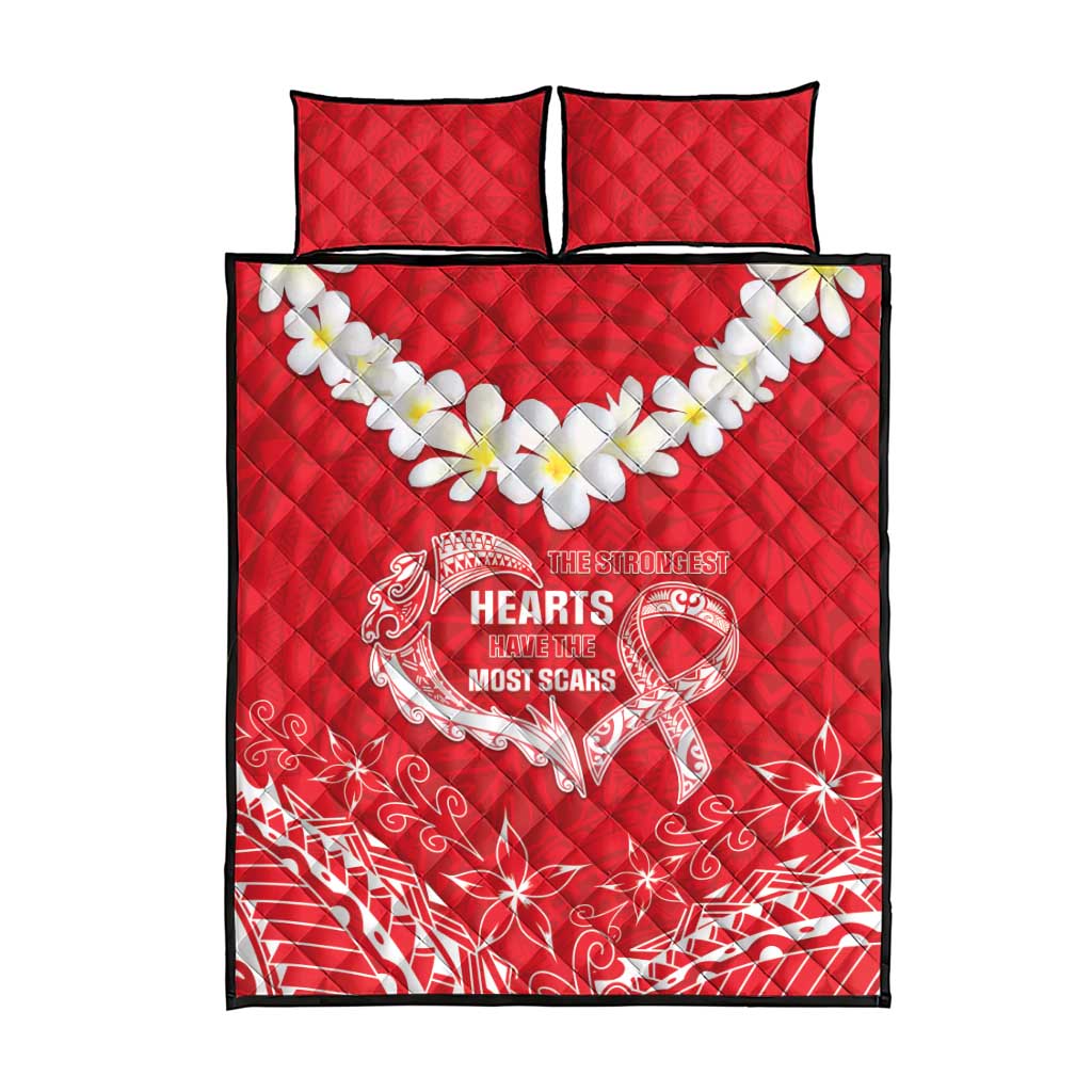 Heart Health Awareness Quilt Bed Set Polynesian Red Ribbon LT05 - Polynesian Pride