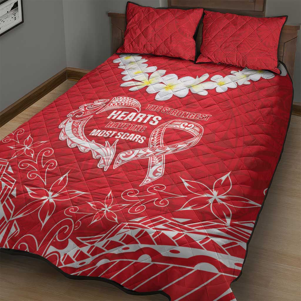 Heart Health Awareness Quilt Bed Set Polynesian Red Ribbon LT05 - Polynesian Pride
