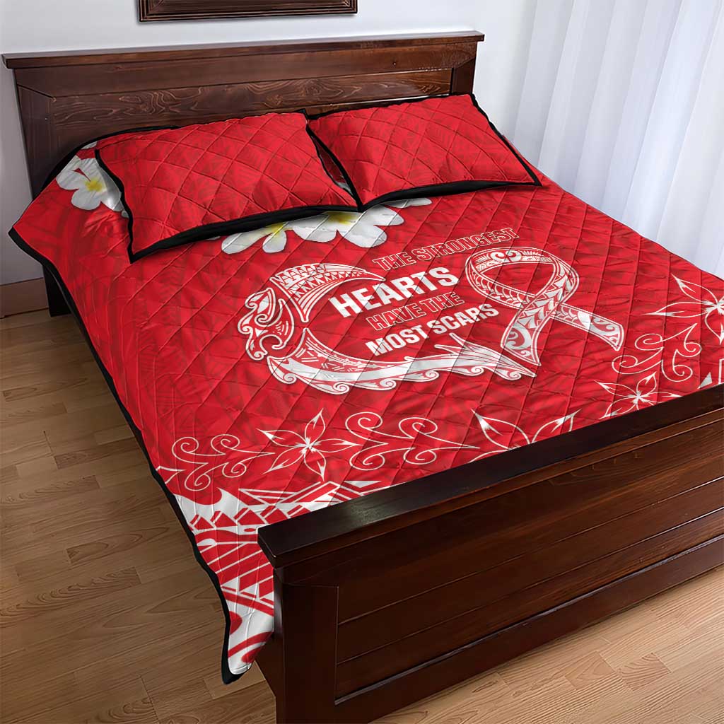 Heart Health Awareness Quilt Bed Set Polynesian Red Ribbon LT05 - Polynesian Pride
