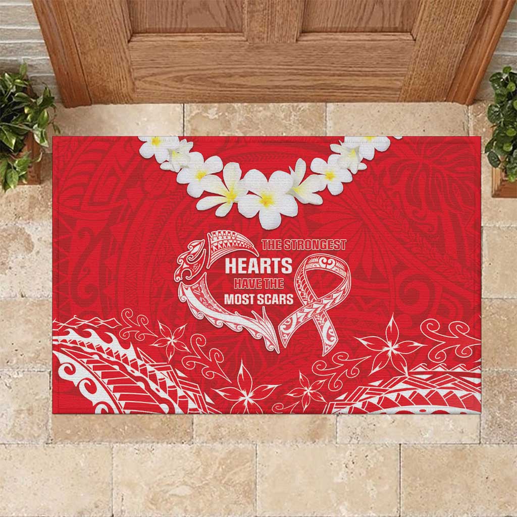 Heart Health Awareness Rubber Doormat Polynesian Red Ribbon LT05 Red - Polynesian Pride