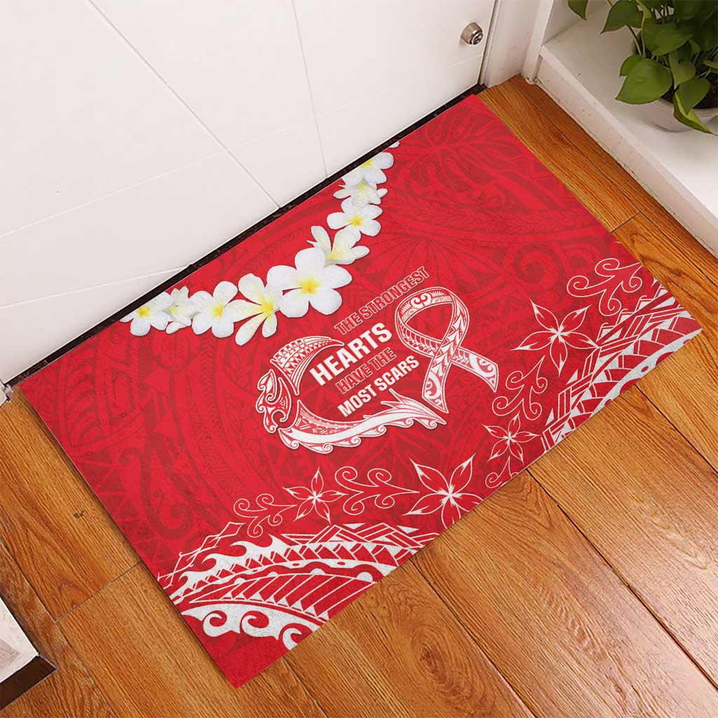 Heart Health Awareness Rubber Doormat Polynesian Red Ribbon LT05 - Polynesian Pride