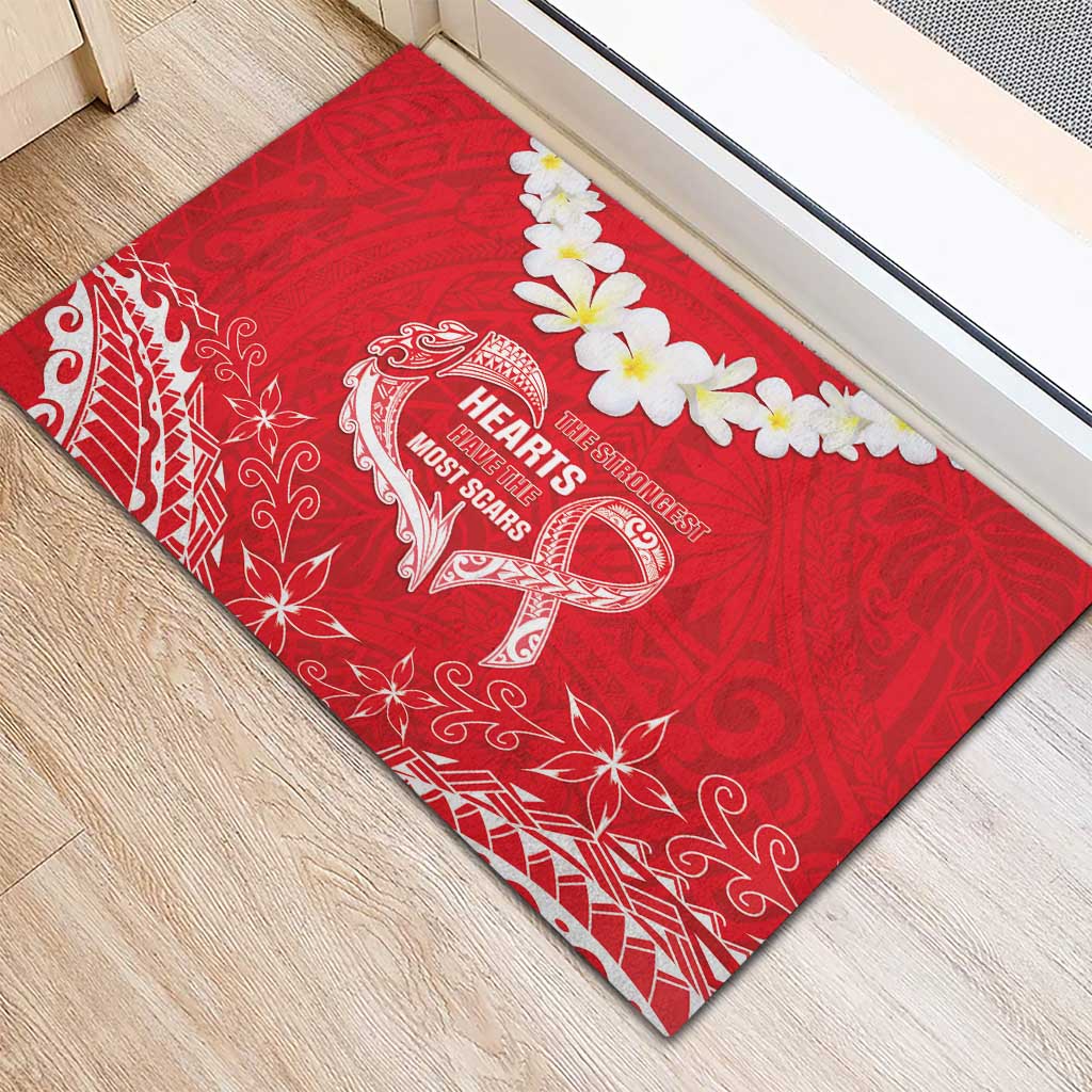Heart Health Awareness Rubber Doormat Polynesian Red Ribbon LT05 - Polynesian Pride