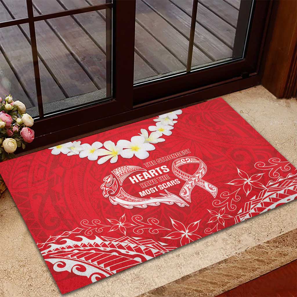 Heart Health Awareness Rubber Doormat Polynesian Red Ribbon LT05 - Polynesian Pride