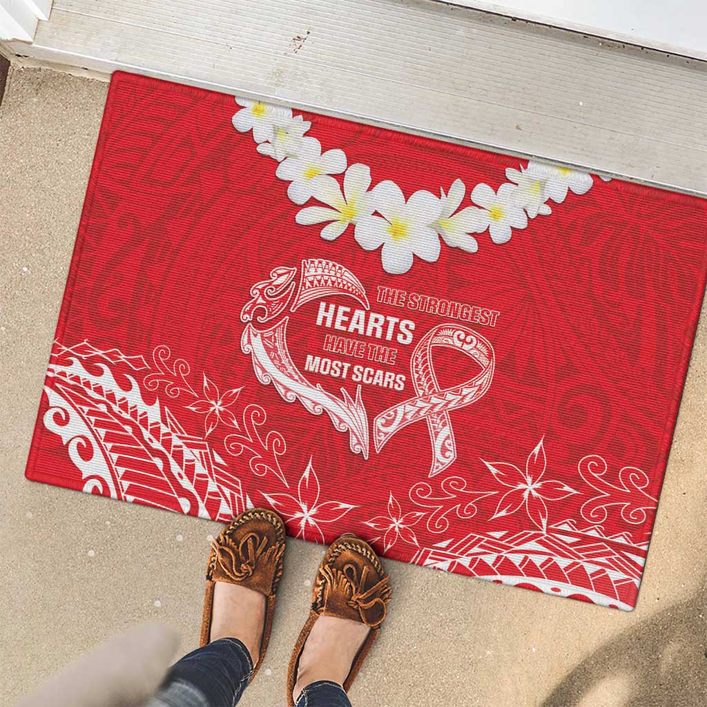 Heart Health Awareness Rubber Doormat Polynesian Red Ribbon LT05 - Polynesian Pride