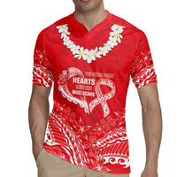 Heart Health Awareness Rugby Jersey Polynesian Red Ribbon LT05 - Polynesian Pride