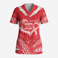 Heart Health Awareness Scrub Top Polynesian Red Ribbon LT05 Adult Red - Polynesian Pride