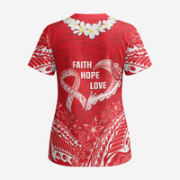 Heart Health Awareness Scrub Top Polynesian Red Ribbon LT05 - Polynesian Pride