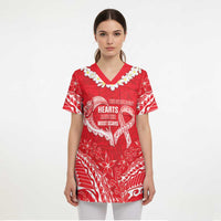 Heart Health Awareness Scrub Top Polynesian Red Ribbon LT05 - Polynesian Pride