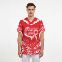 Heart Health Awareness Scrub Top Polynesian Red Ribbon LT05 - Polynesian Pride