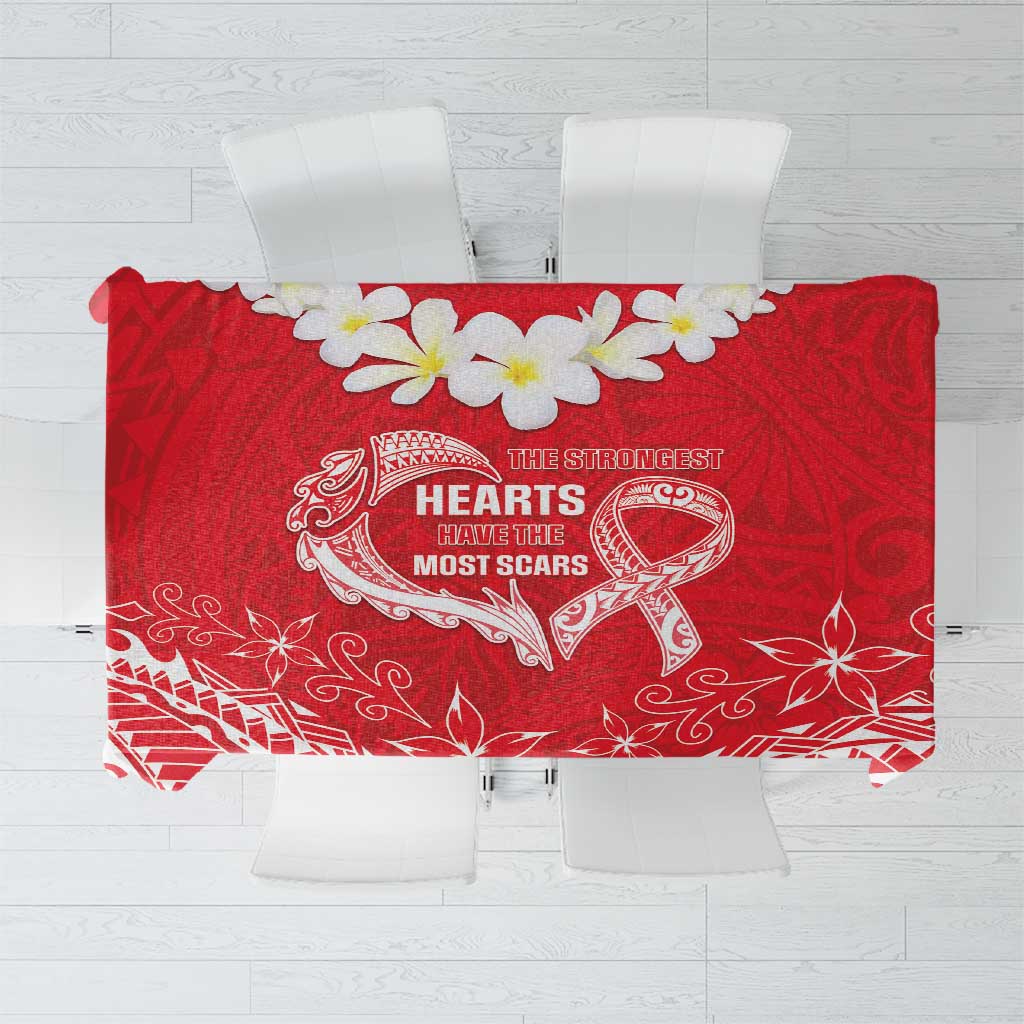 Heart Health Awareness Tablecloth Polynesian Red Ribbon