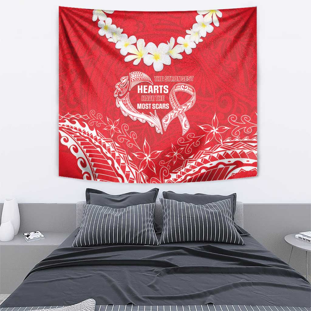 Heart Health Awareness Tapestry Polynesian Red Ribbon LT05 - Polynesian Pride