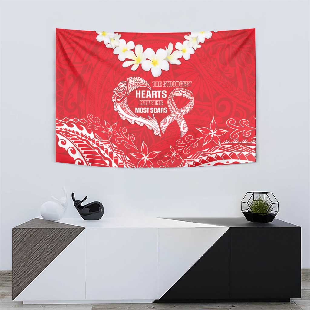 Heart Health Awareness Tapestry Polynesian Red Ribbon LT05 - Polynesian Pride