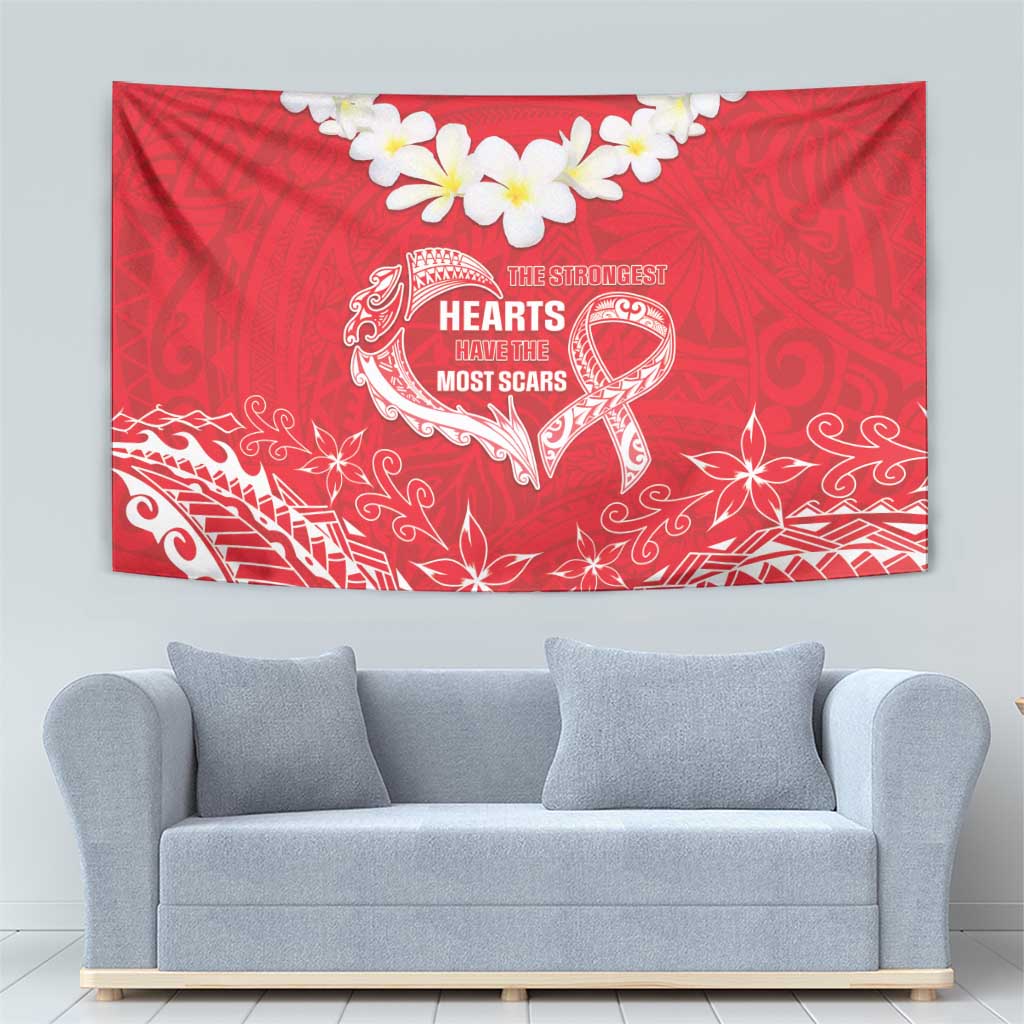Heart Health Awareness Tapestry Polynesian Red Ribbon LT05 - Polynesian Pride
