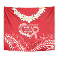 Heart Health Awareness Tapestry Polynesian Red Ribbon LT05 - Polynesian Pride