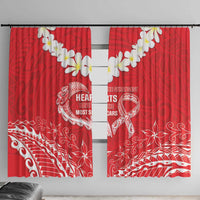 Heart Health Awareness Window Curtain Polynesian Red Ribbon LT05 With Hooks Red - Polynesian Pride