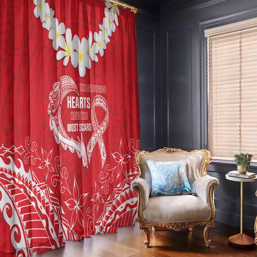 Heart Health Awareness Window Curtain Polynesian Red Ribbon LT05 - Polynesian Pride