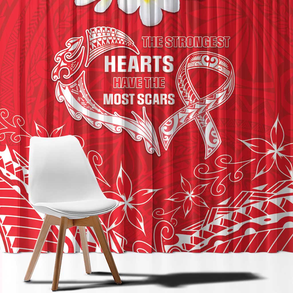 Heart Health Awareness Window Curtain Polynesian Red Ribbon LT05 - Polynesian Pride